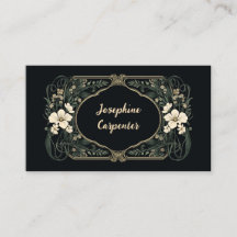 Elegant Dark Art Nouveau Floral Place Card