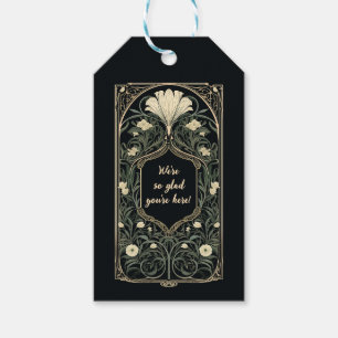 Elegant Dark Art Nouveau Floral Wedding Gift Tag