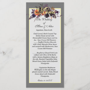 Elegant Dark Autumn Floral Grey  Menu