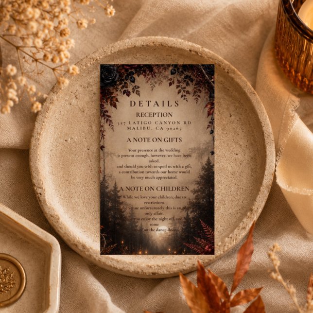 Elegant Dark Autumn Wedding Enclosure Card (Creator Uploaded)