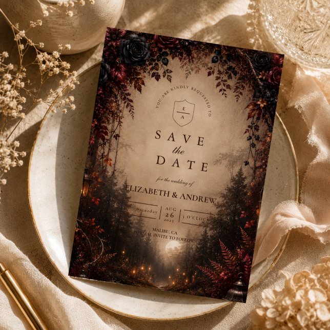 Elegant Dark Autumn Wedding Save The Date (Creator Uploaded)