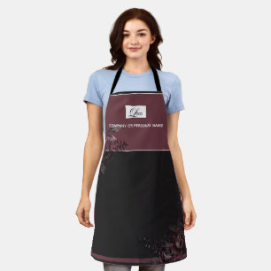 Elegant Dark Black Romantic Rose Floral Design Apron