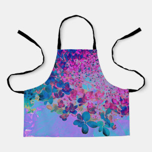 Elegant Dark Blue and Magenta Limelight Hydrangea Apron