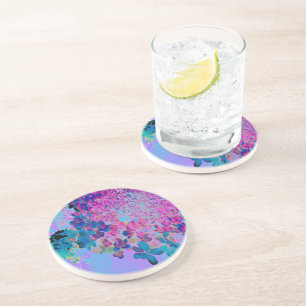 Elegant Dark Blue and Magenta Limelight Hydrangea Coaster