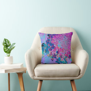 Elegant Dark Blue and Magenta Limelight Hydrangea Cushion