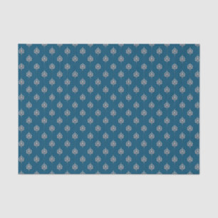 Elegant Dark Blue Damask Pattern Tissue Paper