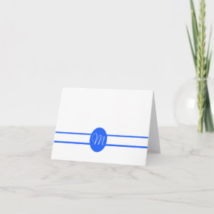 Elegant Dark Blue Double Stripe Blank Note Card