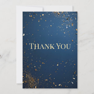 Elegant Dark Blue & Faux Gold  Thank You Card