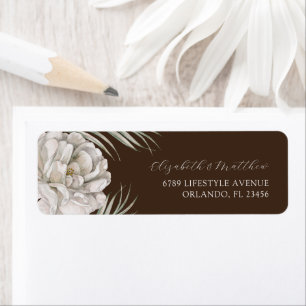 Elegant Dark Blue & Floral Wedding Return Address Label