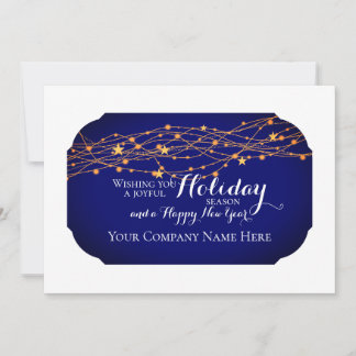 Elegant Dark Blue For Business Custom  Holiday Card