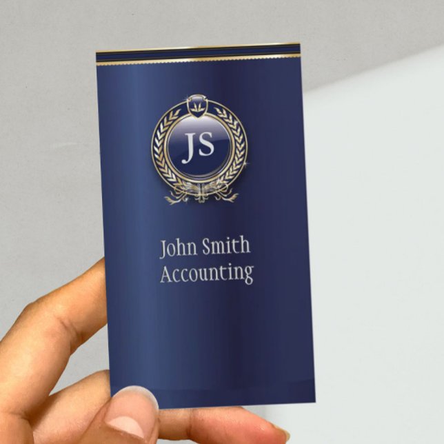 Elegant Dark Blue & Gold Accountant Business Card (Creator Uploaded)
