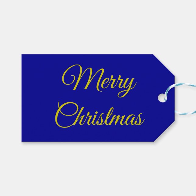 Elegant Dark Blue & Gold Gift Tags (Front (Horizontal))
