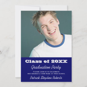 Elegant Dark Blue Graduation Invitation