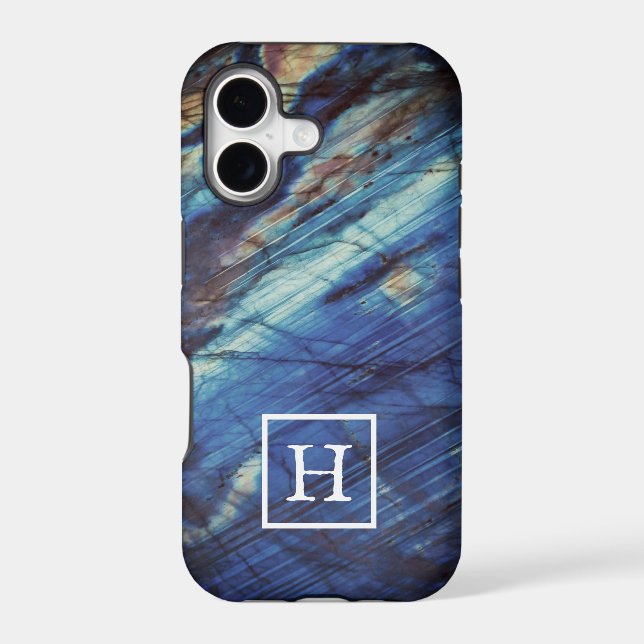 Elegant Dark Blue Labradorite Monogram (Back)