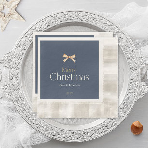 Elegant Dark Blue Merry Christmas Napkin