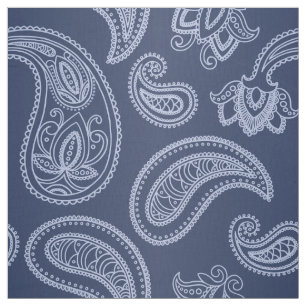 Elegant dark blue paisley pattern fabric