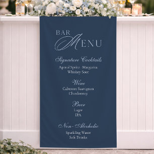 Elegant Dark Blue Signature Cocktails Drink Menu Banner