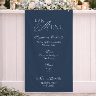 Elegant Dark Blue Signature Cocktails Drink Menu Banner