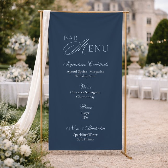 Elegant Dark Blue Signature Cocktails Drink Menu Banner (Creator Uploaded)