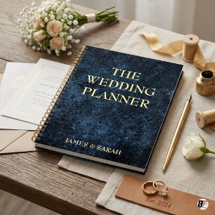 Elegant Dark Blue Textured Custom Wedding Planner
