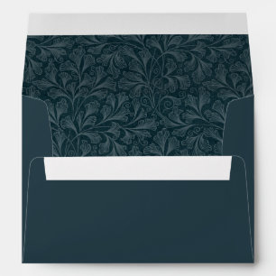 Elegant dark blue vintage floral design envelope