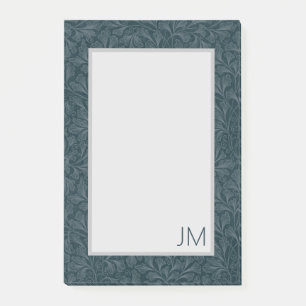 Elegant dark blue vintage floral design post-it notes