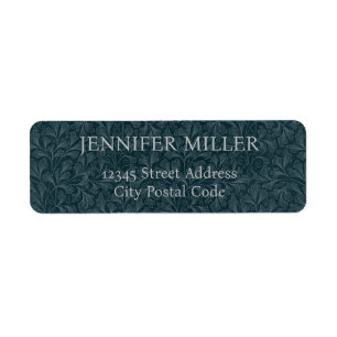 Elegant dark blue vintage floral design return address label