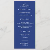 Elegant Dark Blue Wedding Menu