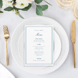 Elegant Dark Blue Wedding Menu Card<br><div class="desc">perfect for any event; border colour and thickness is editable</div>