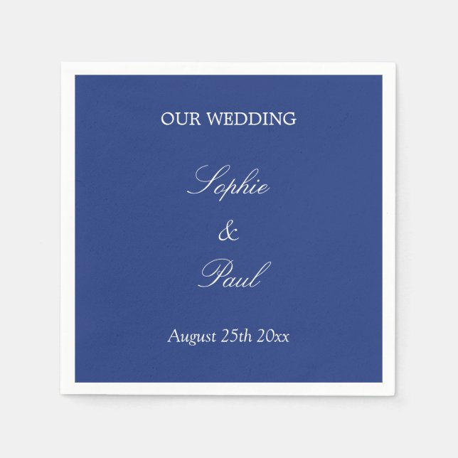 Elegant Dark Blue Wedding Napkins (Front)