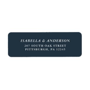 Elegant Dark Blue Wedding Return Address Label