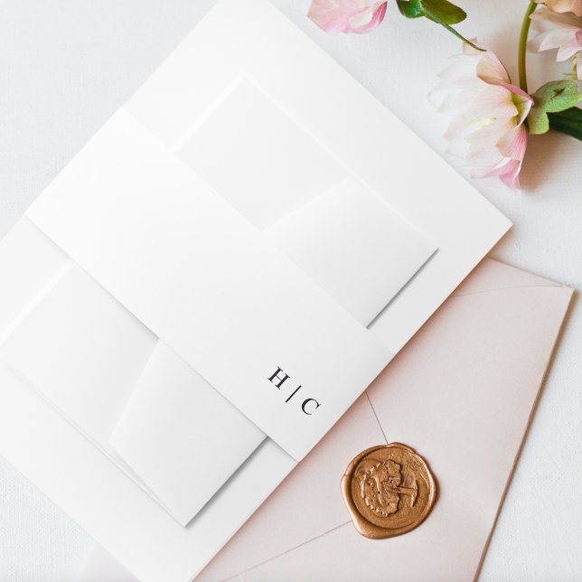 Elegant Dark Boho Purple on White Wedding Invitation Belly Band (Creator Uploaded)