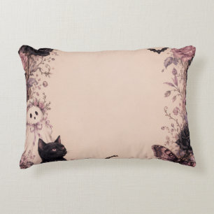Elegant Dark Botanical Halloween Party Decorative Cushion