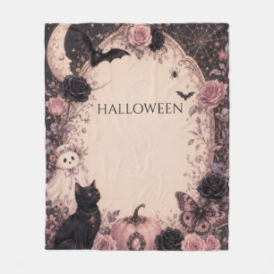 Elegant Dark Botanical Halloween Party Fleece Blanket