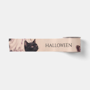 Elegant Dark Botanical Halloween Party Satin Ribbon
