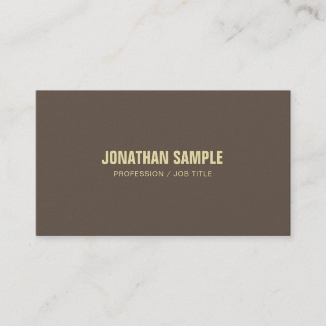 Elegant Dark Brown Chic Sleek Design Trendy Luxury Business Card (Front)