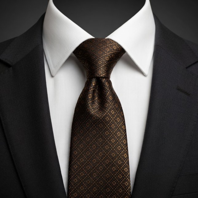 Elegant Dark Brown & Gold Patterned Tie (Creator Uploaded)