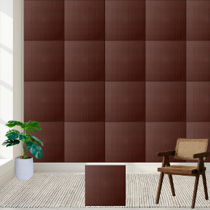 Elegant Dark Brown Leather Textured Ceramic Tile