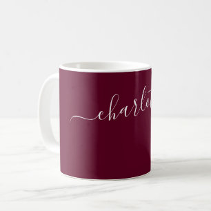 Elegant Dark Burgundy Colour Name Personalised Coffee Mug