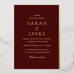 Elegant Dark Burgundy Elegant Modern Wedding Gold