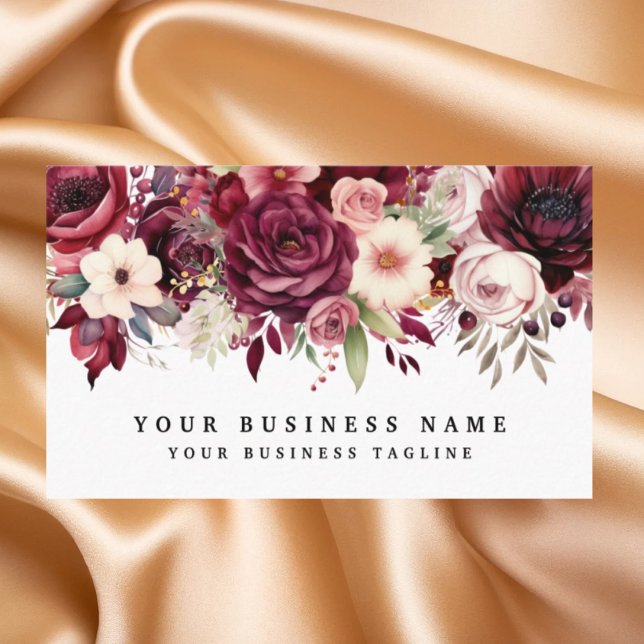 Elegant dark Burgundy Flowers Business Cards (Creator Uploaded)