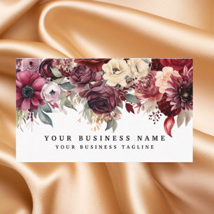 Elegant dark Burgundy Flowers Business Cards