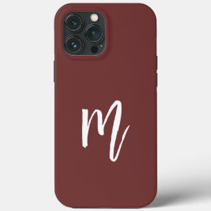 Elegant dark burgundy Monogram Calligraphy simple iPhone 13 Pro Max Case