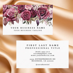 Elegant dark Burgundy Roses Business Cards