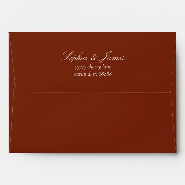 Elegant Dark Burgundy Wedding Return Address Envelope (Back (Top Flap))