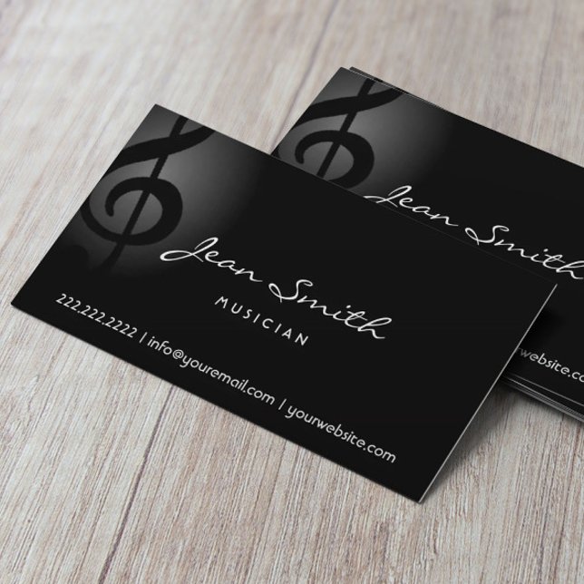 Elegant Dark Clef Musician Business Card (Creator Uploaded)