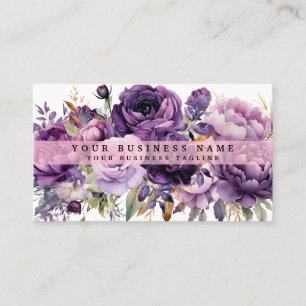 Elegant Dark Deep Purple Flowers Business Cards