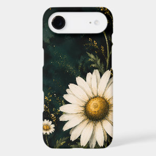 Elegant Dark Emerald Daisy Floral Gold