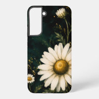 Elegant Dark Emerald Daisy Floral Gold