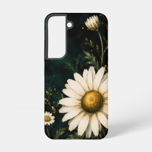 Elegant Dark Emerald Daisy Floral Gold Samsung Galaxy Case